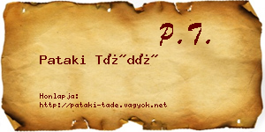 Pataki Tádé névjegykártya